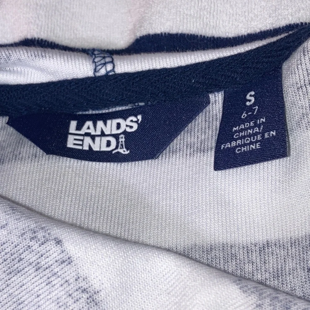 LANDS END Navy and White Striped Kids Hoodie NEW Unisex Size Small 6-7